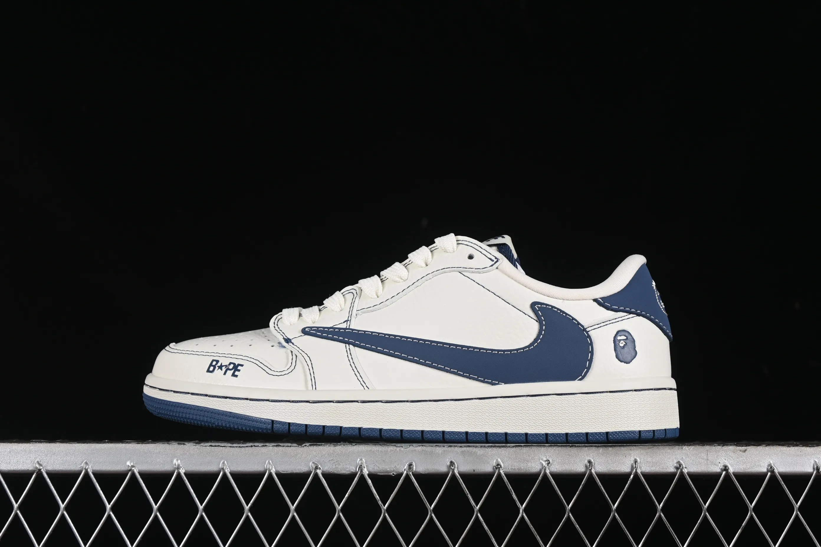 All categories Air Jordan Jordan series basketball shoes Air Jordan 1 Low High-end customized low-top sneakers Travis Scott x Fragment Design x Air Jordan 1 Low OG SP AJ1 Joe 1 Bape joint-frosted blue low-top cultural casual sneakers CH6336-008